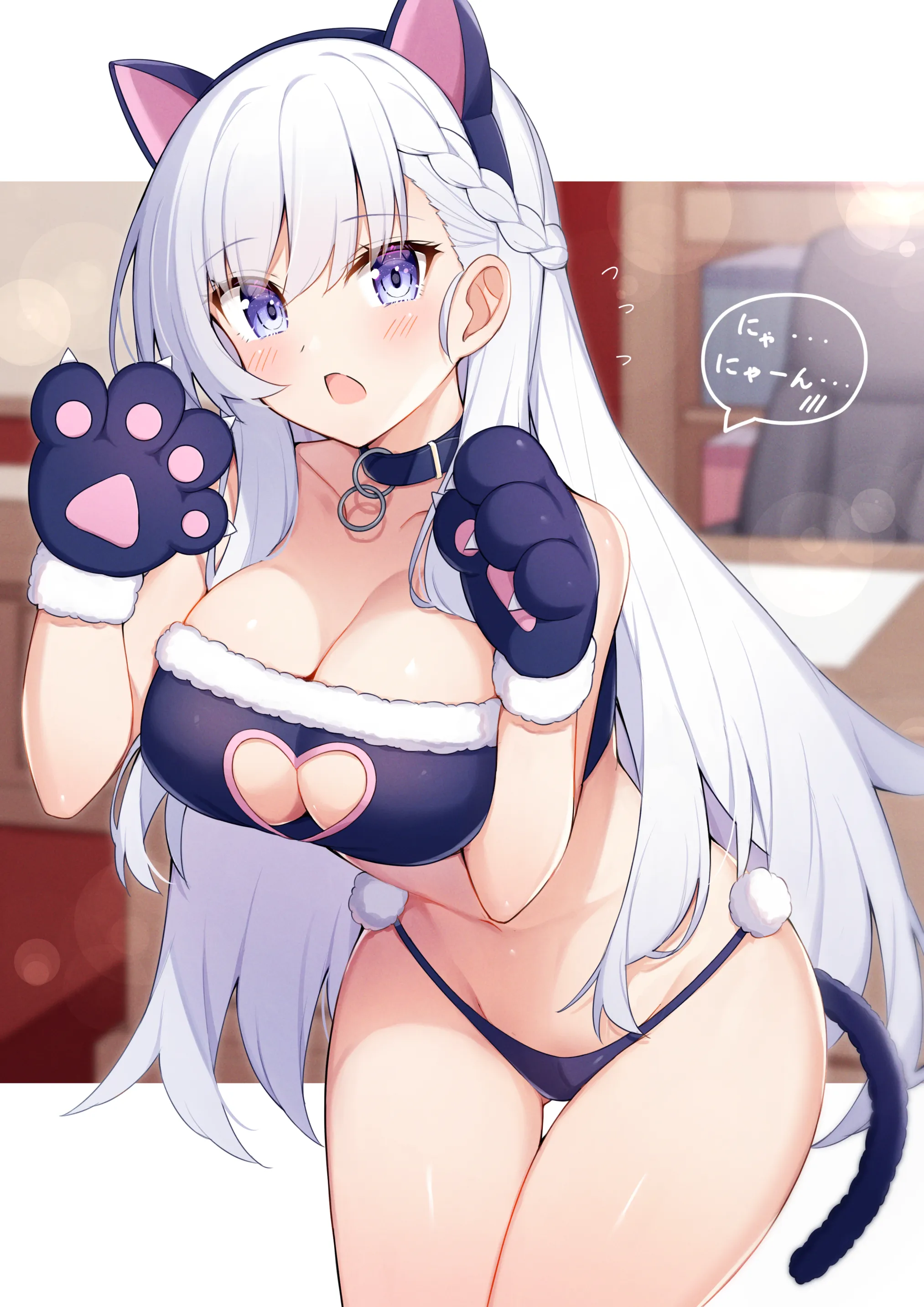Neko themed lingerie Belfast Azur Lane by marxsander2016