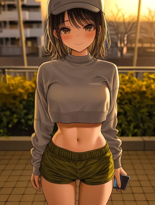 Thumbnail Cropped Sweater: A Cute and Stylish Outfit Choice by CheetahSperm18 in the animemidriff Category