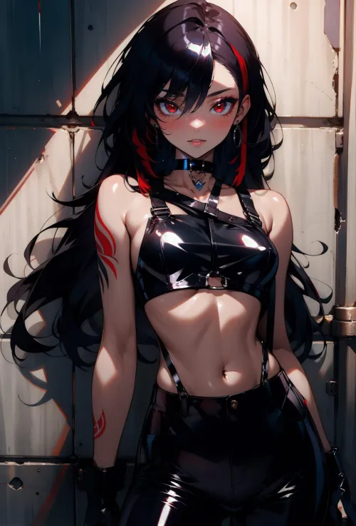 Thumbnail Stunning Black Leather Outfit Ideas by CheetahSperm18 for the animemidriff Category