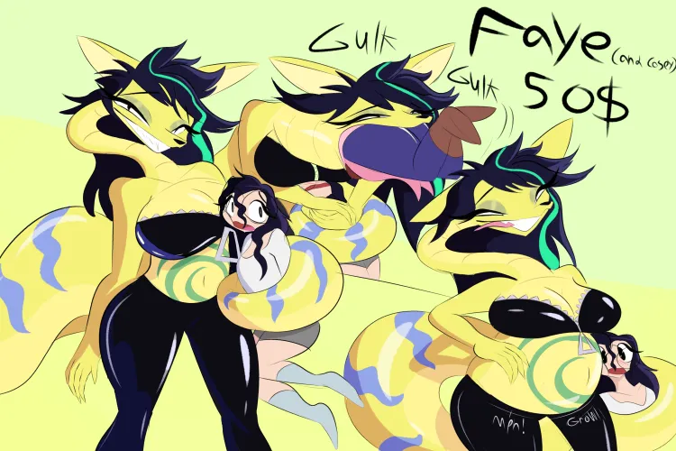 Thumbnail Vore Art: Lightning Strikes as Viper Fox OC Goes on a Rampage - Adoptable Characters by JackMunchy