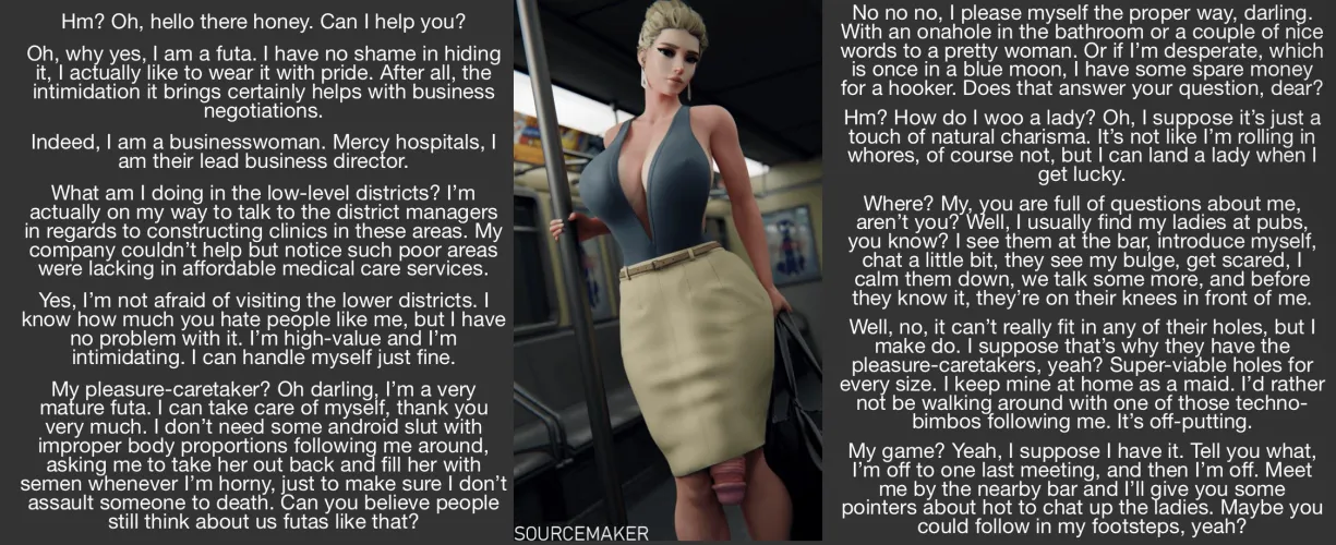 Thumbnail Subway Serendipity: A Gender-Neutral Encounter in a Futuristic World Where Futas Reign - A Tale of Potential Friendship by Sir-M-Oxlong