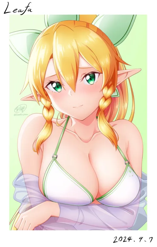 Thumbnail Leafa Blushing in a Revealing Bikini: Unveiling the Sensual World of SAO Hentai by Csxc