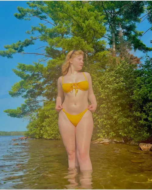 Thumbnail Bikini Babe: Stunning Redhead in Yellow Makes a Splash by Acrobatic_Relative58