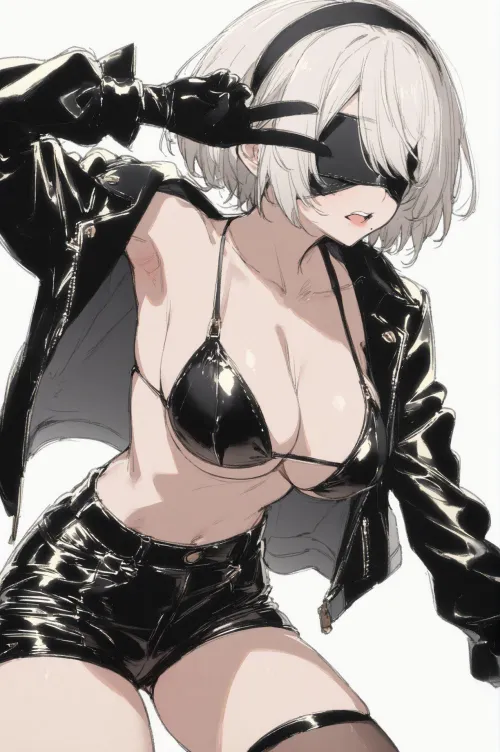 Thumbnail Discover the Sensual World of '2B in Leather' by CheetahSperm18 in the OppaiLove Category