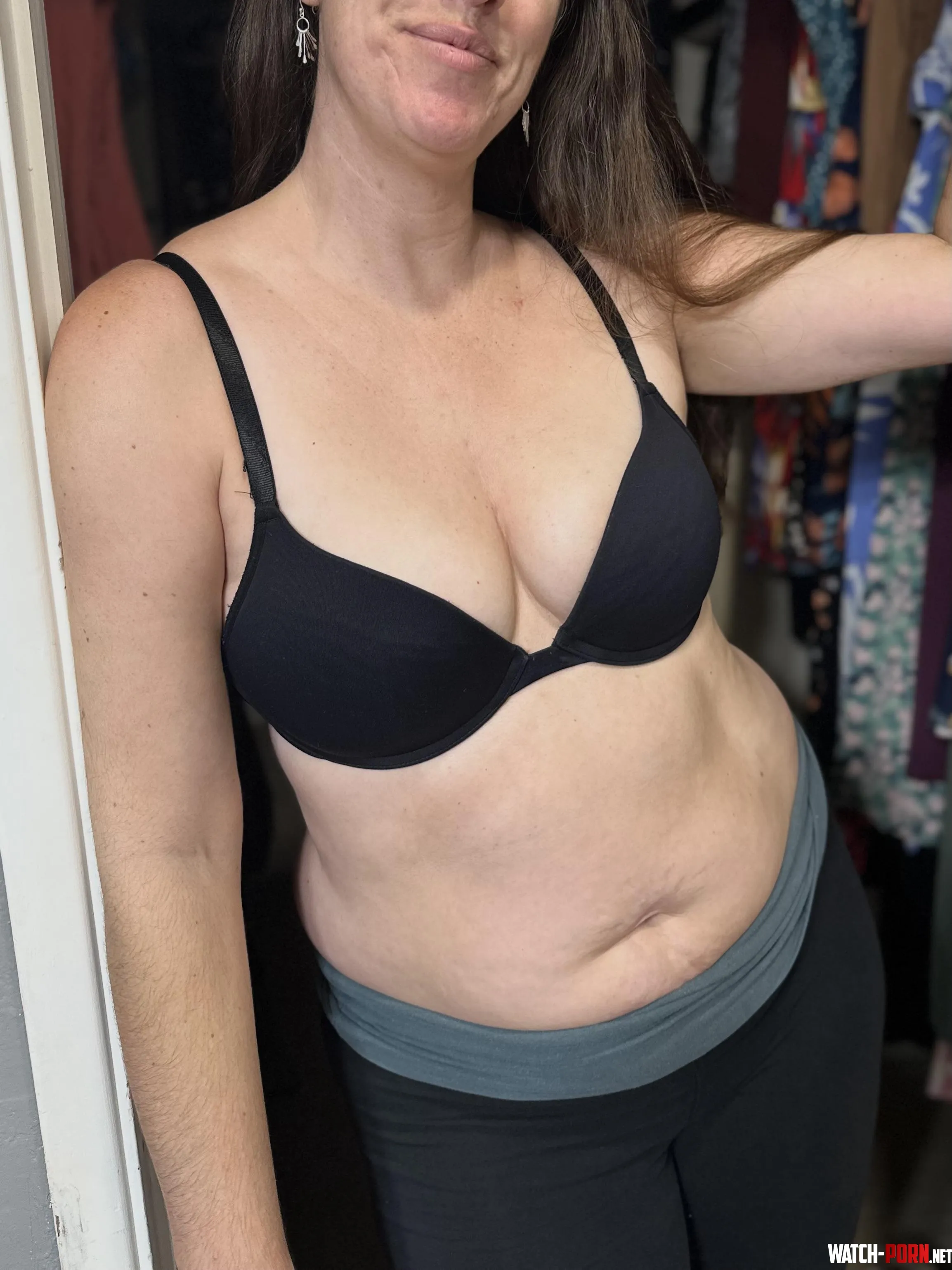 No shirt nice bra nice cleavage Thats not a bad thing right by eve3313