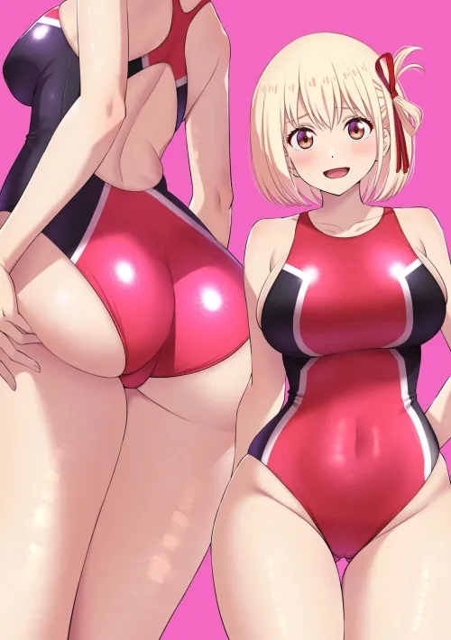 Thumbnail Chisato Flaunting Her Curvaceous Body in Competition Swimsuit Lycoris Recoil by Csxc | Thick Hentai Category
