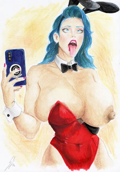 Thumbnail Pinup Bulma Artwork by Bearbareart | AnimeMILFS Category