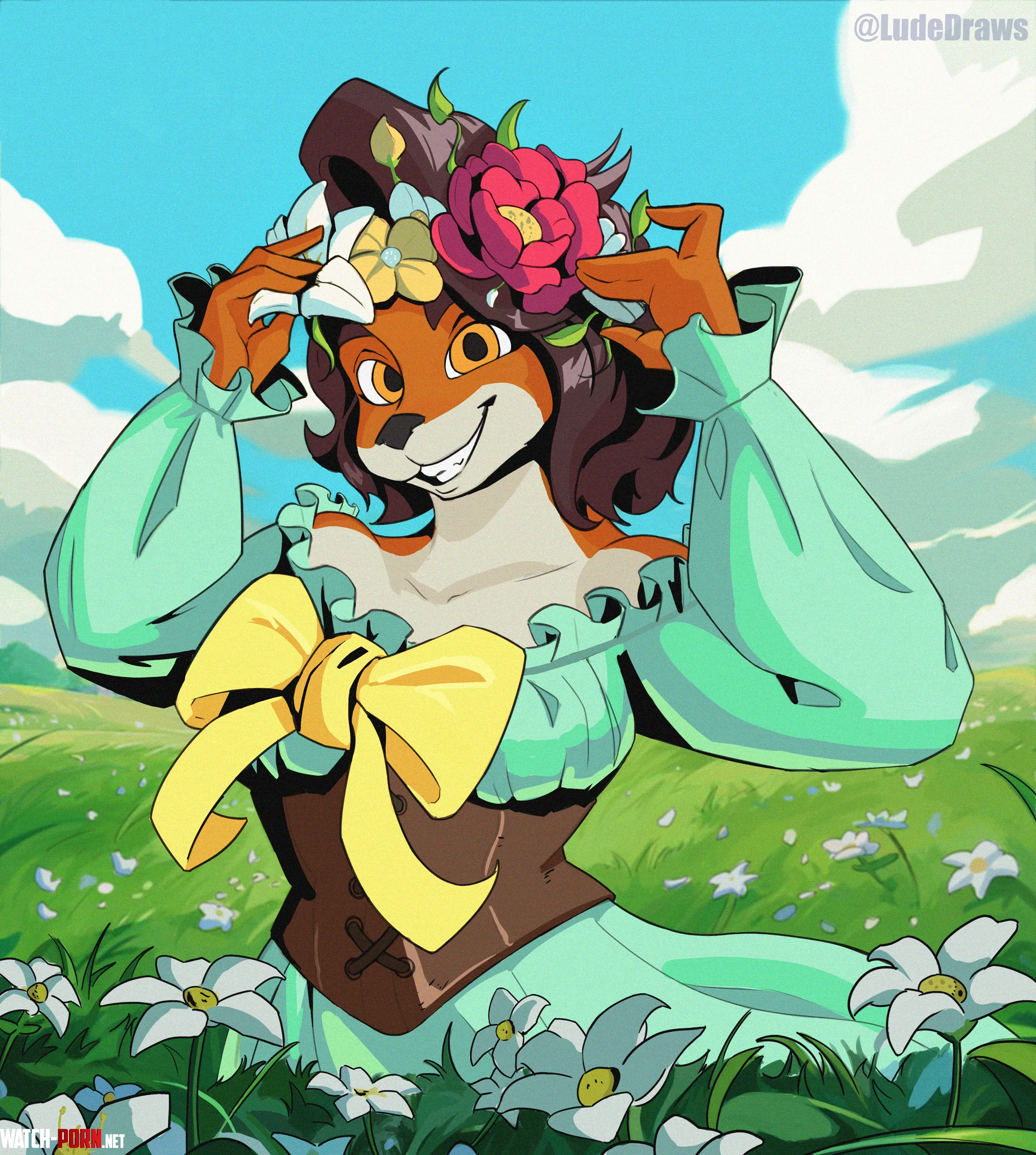  Lets make a flower crown together   Art by menCommission                                                        by Interlude_00