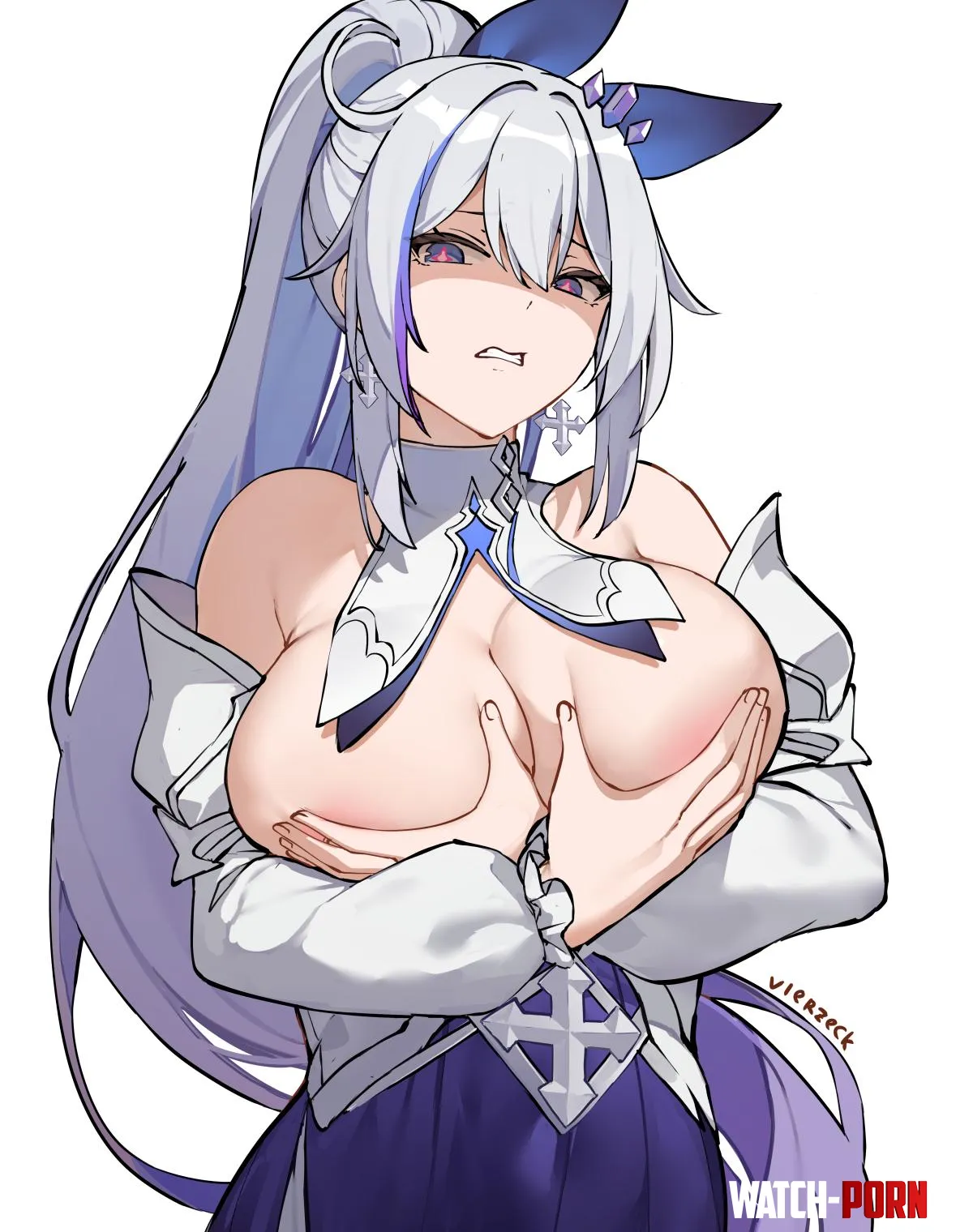 Disgusted Kiana hiding her boobs by marxsander2016