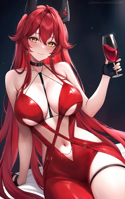 Thumbnail Sultry Red Hood Sipping a Drink: NariJade by elegantloveglimmer | Ecchi Category