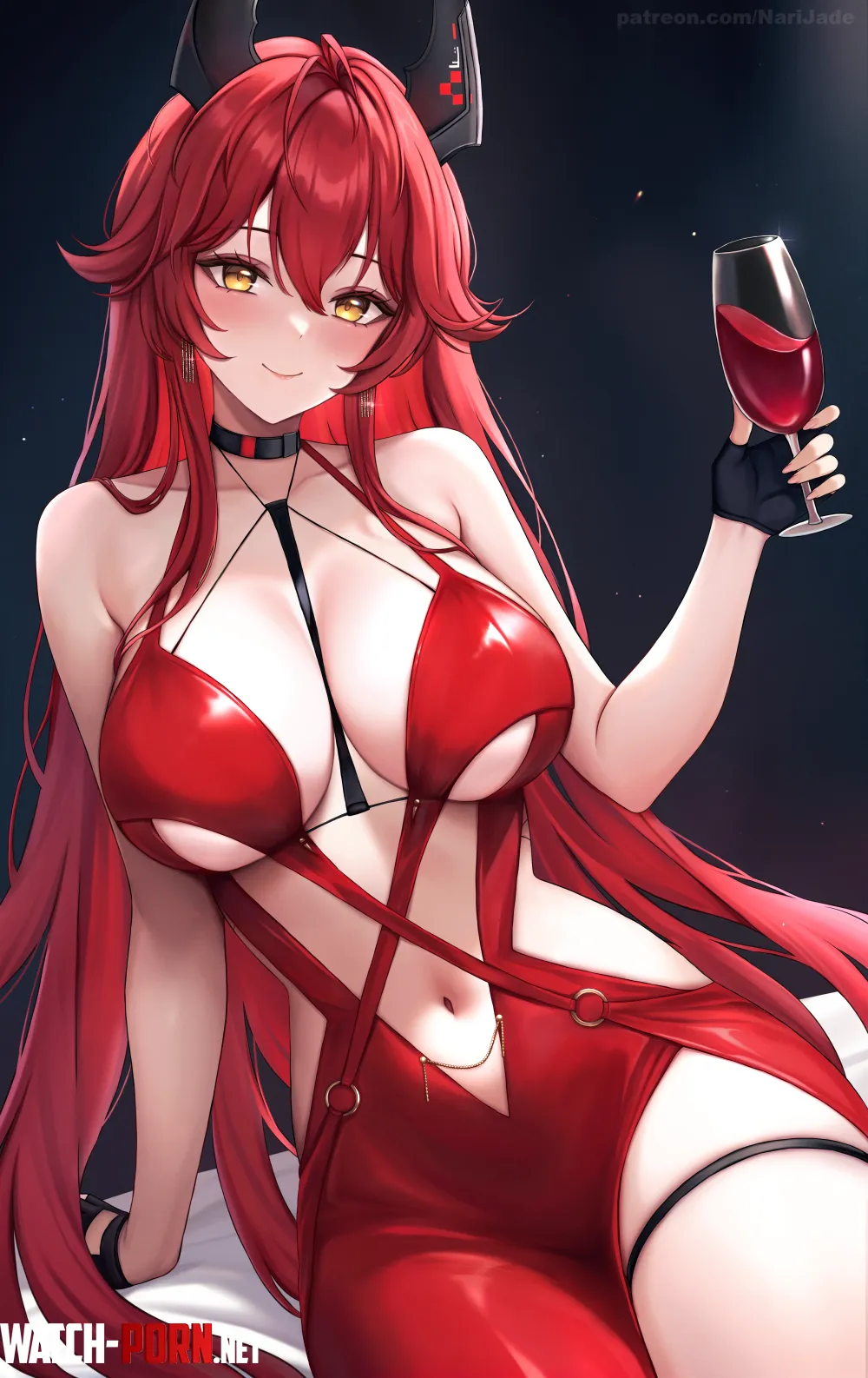Red Hood with drink NariJade Goddess Of Victory Nikke by elegantloveglimmer