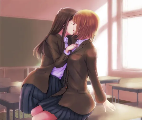 Thumbnail A Kiss in the Classroom: A Yuri Original by AnimeChan39 - Explore Romance in School Settings