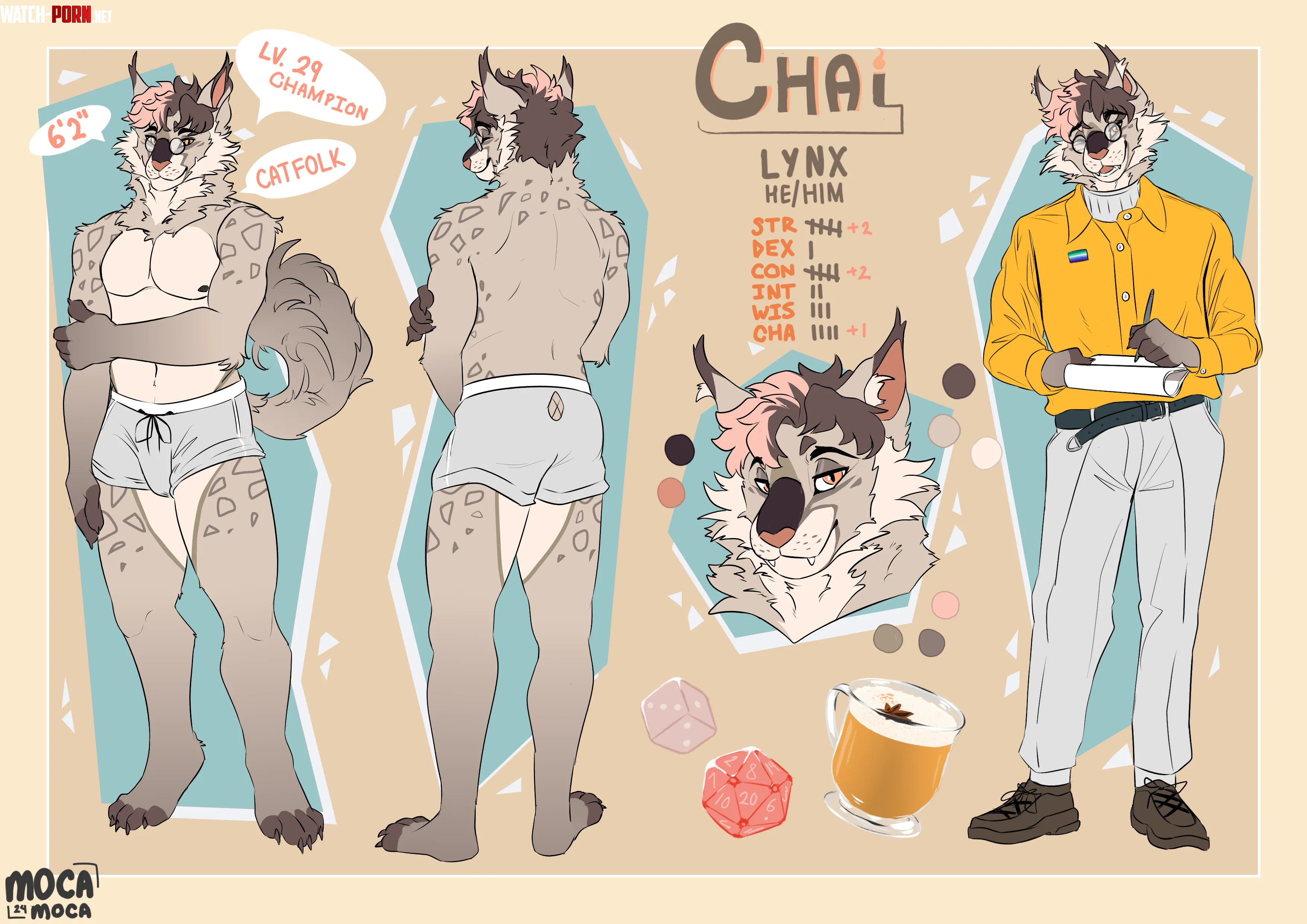 Ref sheet for my sona Chai Art by me by yukonl