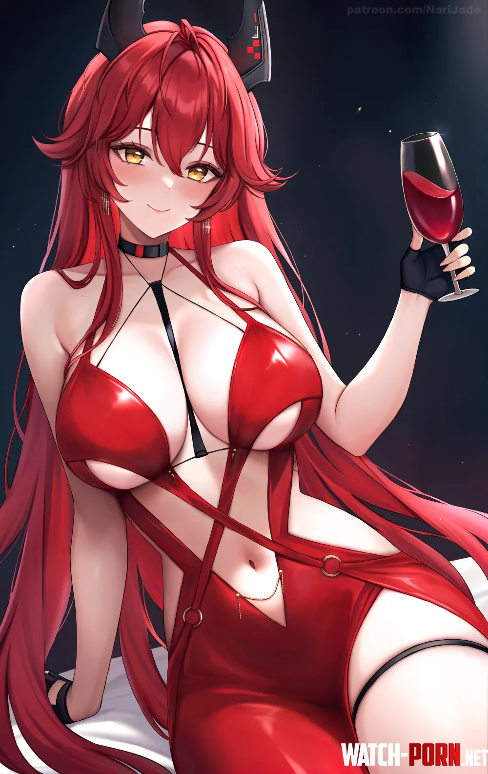 Red Hood with drink NariJade Goddess Of Victory Nikke by elegantloveglimmer