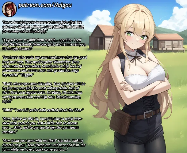 Thumbnail Exploring Taboo Themes: Cowgirls, Breast Milk, and Femdom in 'Your New Job at the Farm' Part 1 by Nalgou