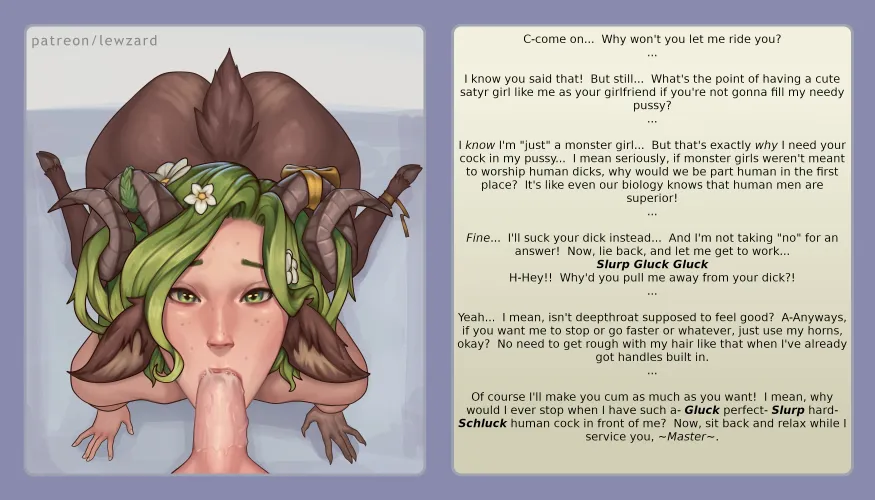 Thumbnail Explore Deepthroat Delights: FSub Human Satyr Girlfriend Shows Off Oral Skills in Monster Girl Hentai Captions by PervyAlpaca