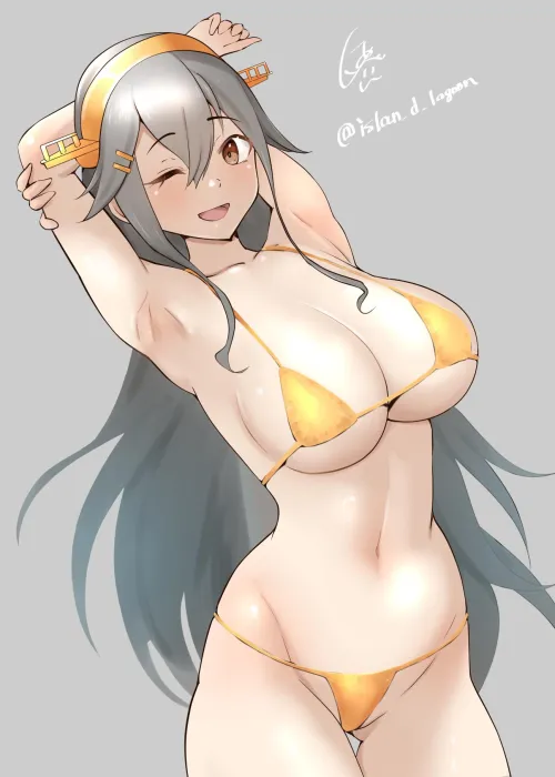 Thumbnail Explore the Battlecruiser Haruna in Island Lagoon - Kantai Collection by TheRoySez | Anime Armpits Category