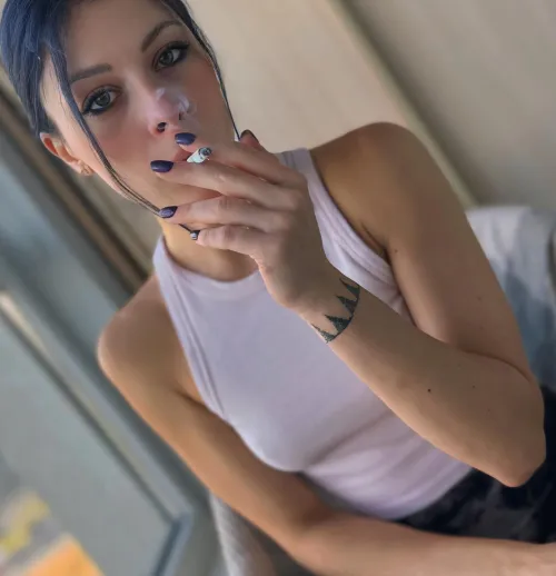 Thumbnail Intoxicating allure: Cigarette-scented girl by PurpleRainnss in the ravenhaired category