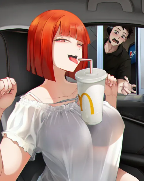 Thumbnail Review: McDonald's Mom Sipping McDonald's Sprite in 'Inkspirate Yoru Mac' by llamanatee - AnimeMILFS Category