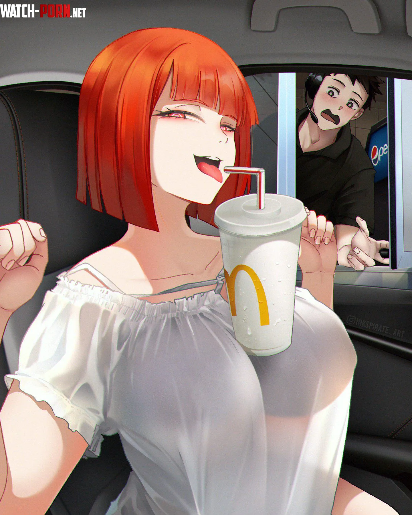 McDonalds Mom Drinking some McDonalds Sprite Inkspirate Yoru Mac by llamanatee