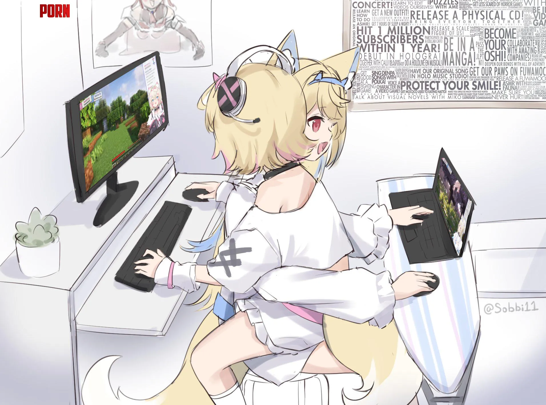FUWAMOCO gaming Hololive by oreci2
