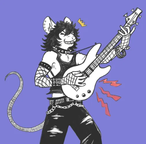 Thumbnail Max Playing Bass Art by Samrattus: Furry Category Illustration
