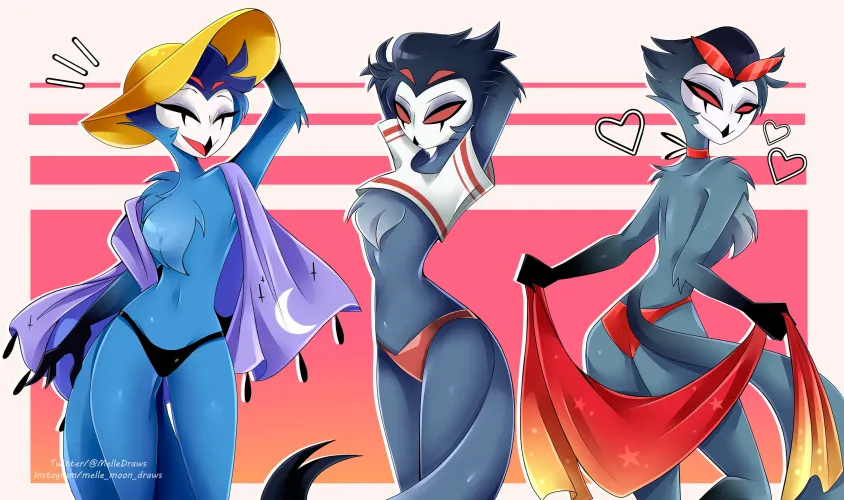 Thumbnail Sizzling Stolas: Sexy Swimsuits Illustration by MelleDraws | Author: Sexy_Femboi25 | Category: Femyiff