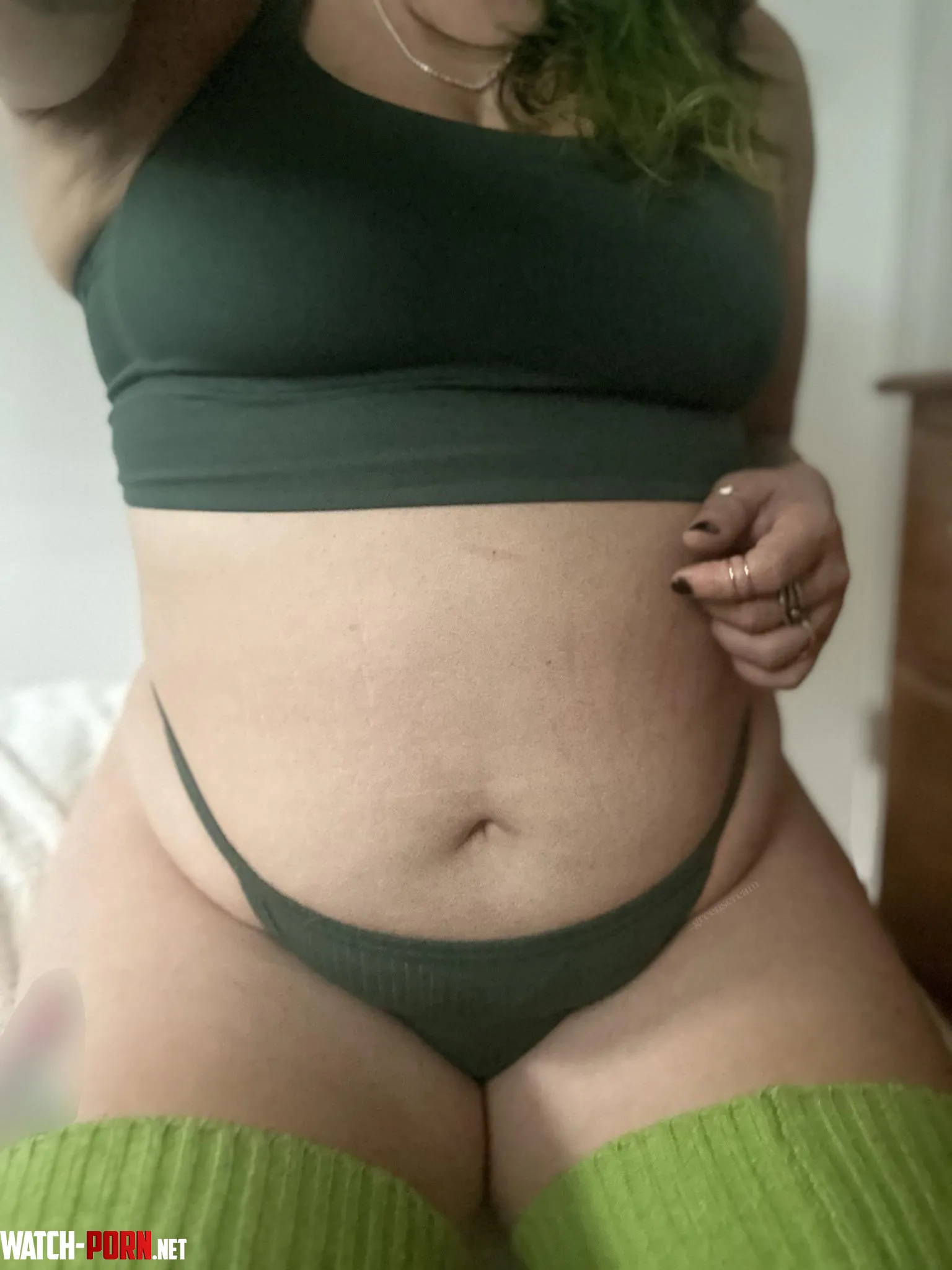 Thighs and tummy barely contained by _greenscream