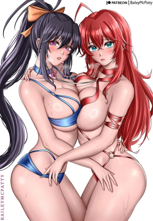 Thumbnail Akeno x Rias: A Steamy Yuri Encounter by BaileyMcPatty