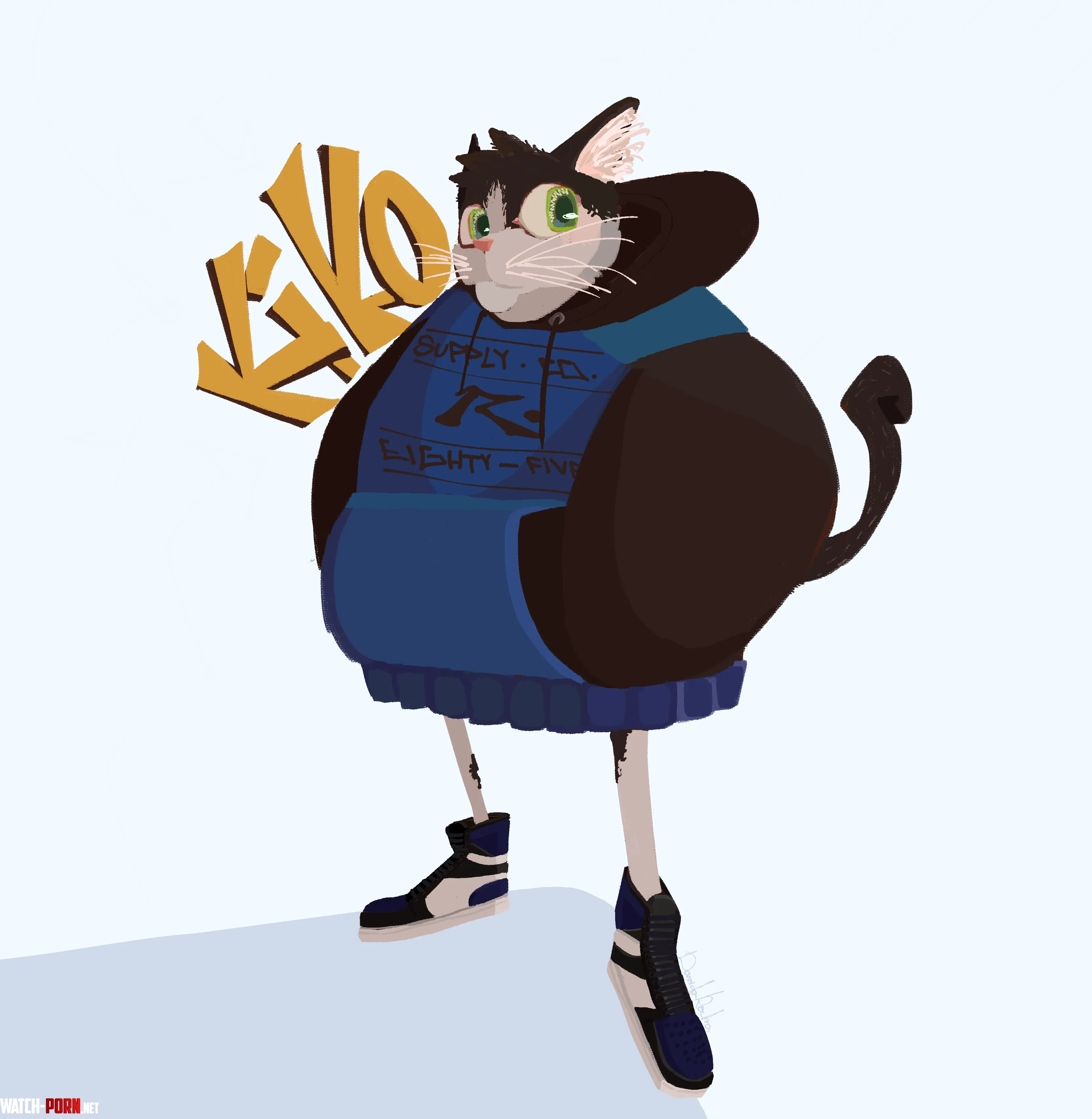 My cat wearing my clothes  by cawboyola