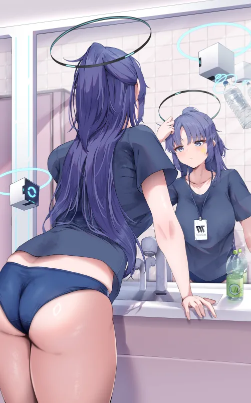 Thumbnail Yuuka in Front of Mirror Enoha3519: A Stunning Reflection by Elegantloveglimmer in AnimeBooty Category