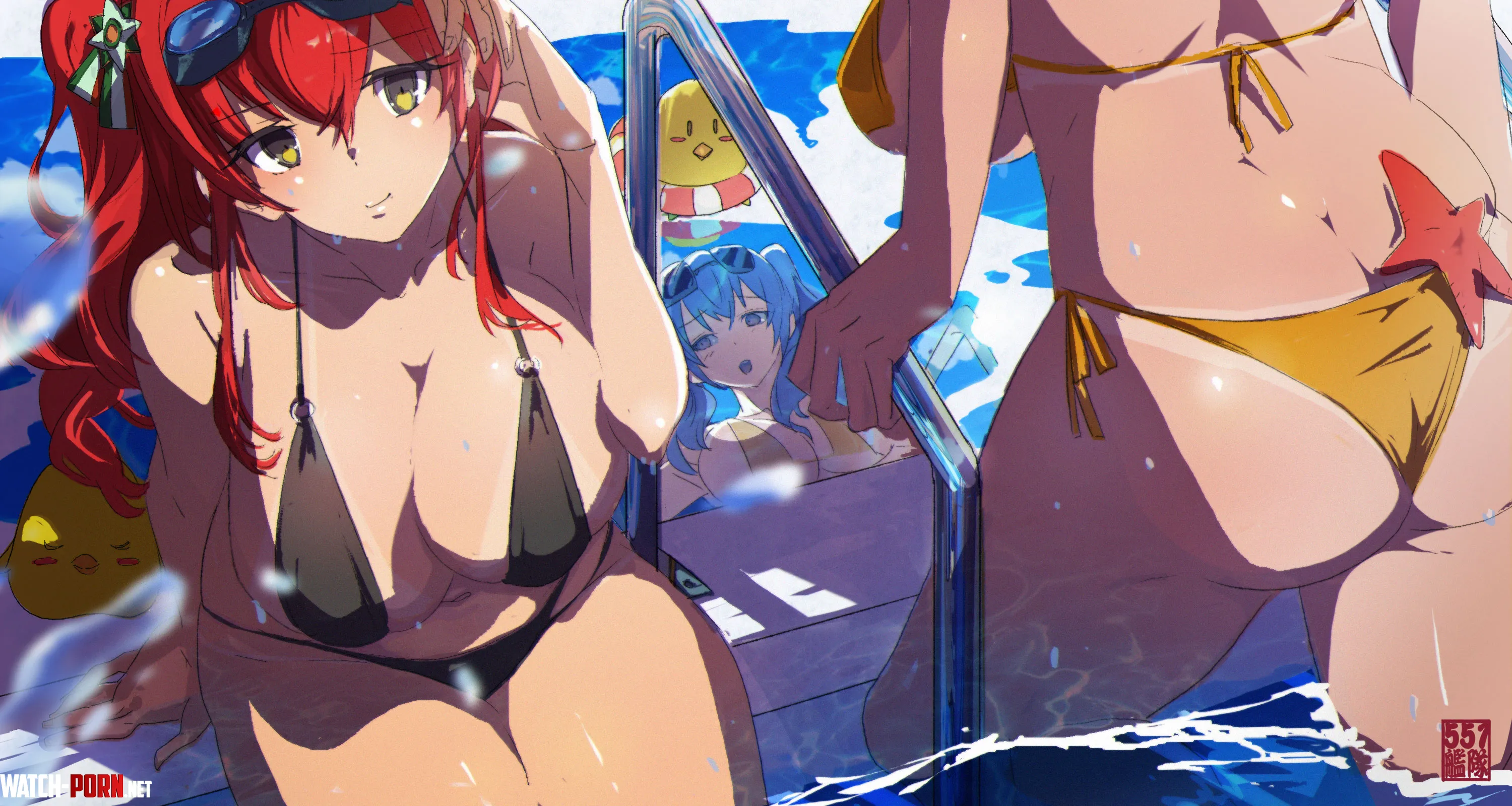 Zara and Pola in tiny bikinis at the pool by Terran117