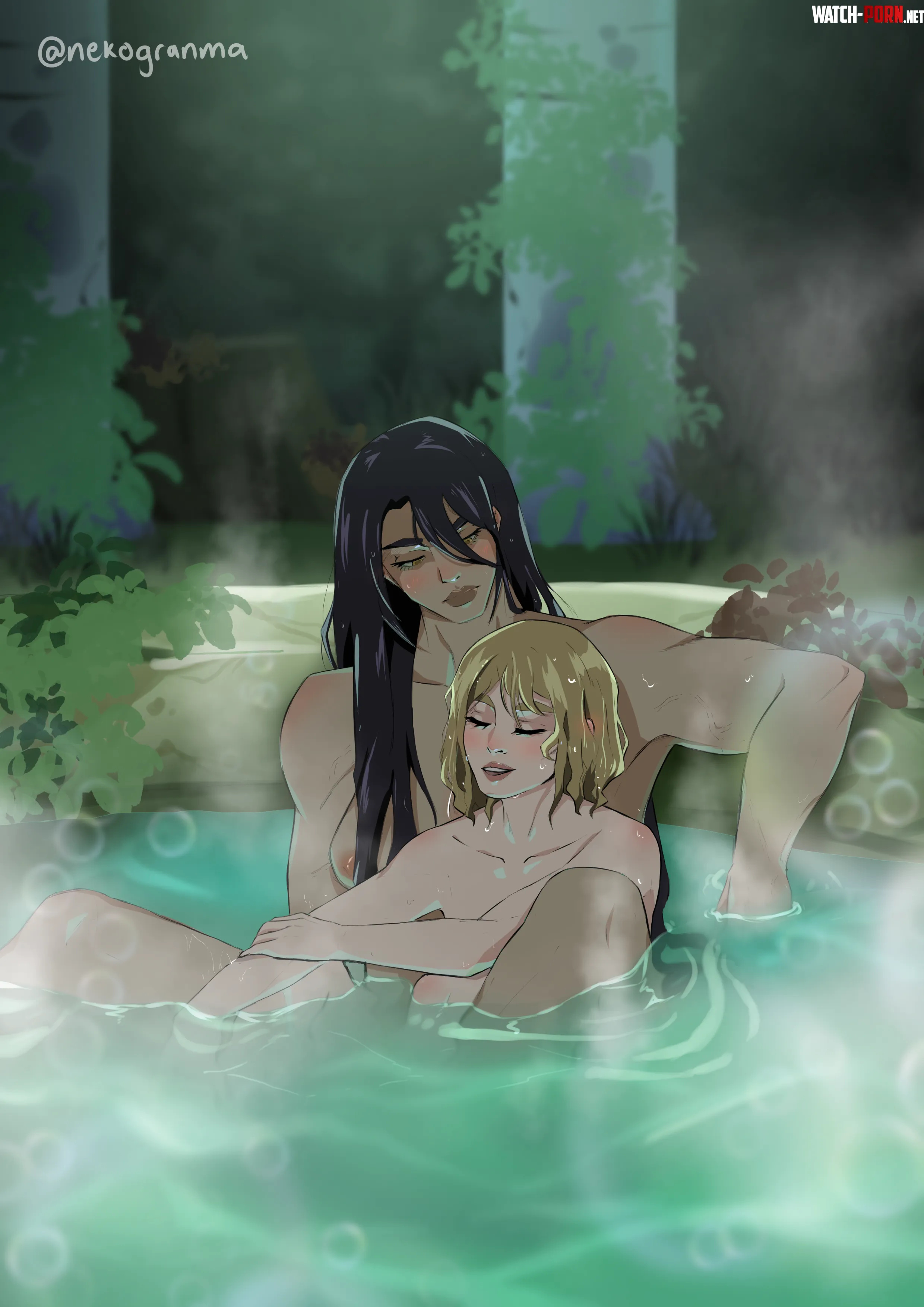 This is how they be in the hot springs cant change my mind Melinoe x Nemesis Hades II by nekogranma