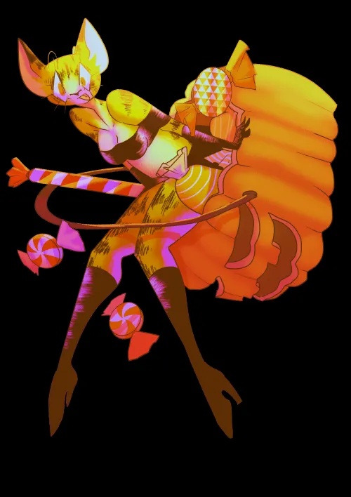 Thumbnail Gorgeous Halloween Pinup Art by Raposeira in Furry Style