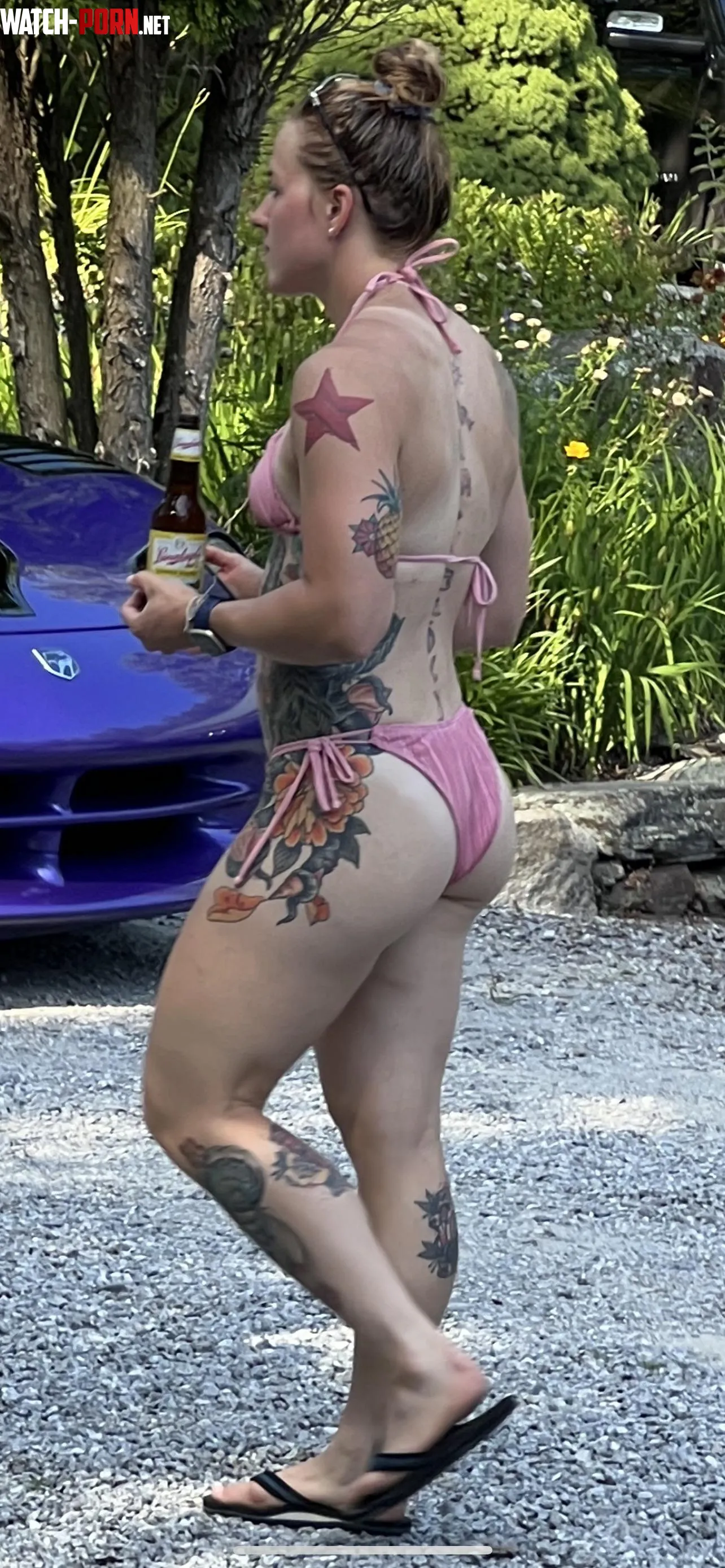 Fit bikini babe with tattoos by daggerSLADE