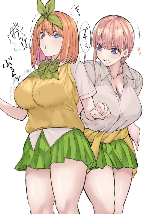 Thumbnail Ichika Playfully Messing With Yotsuba's Bra in Quintessential Quintuplets by Csxc - A Steamy Read in the Thick_Hentai Category