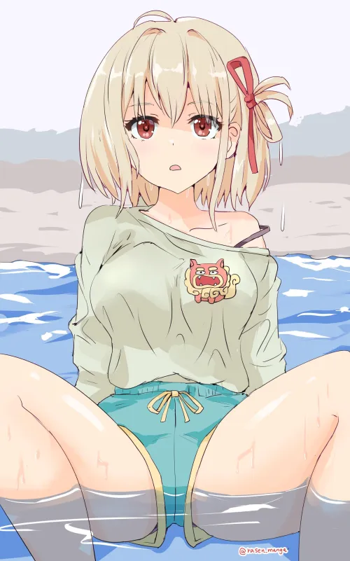 Thumbnail Sensual Serenity: Chisato's Beach Legs in Lycoris Recoil Thighdeology