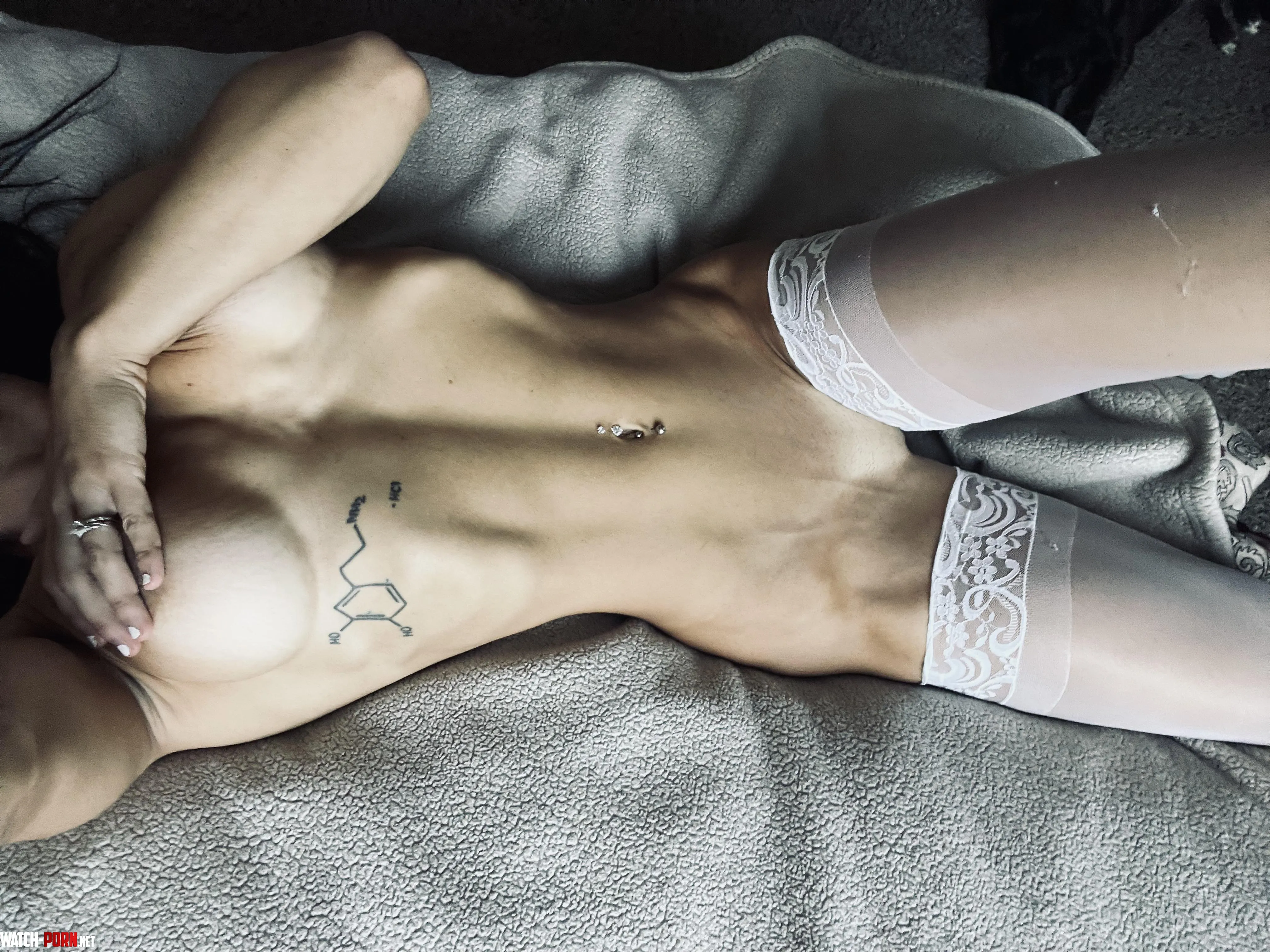 White nylons and nothing else  by pigtailsandwolfears