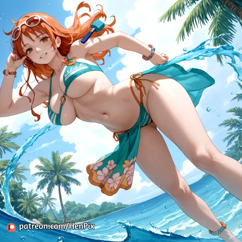 Thumbnail Nami in Bikini: A Playful Illustration by HenPix_ in the Funpiece Category