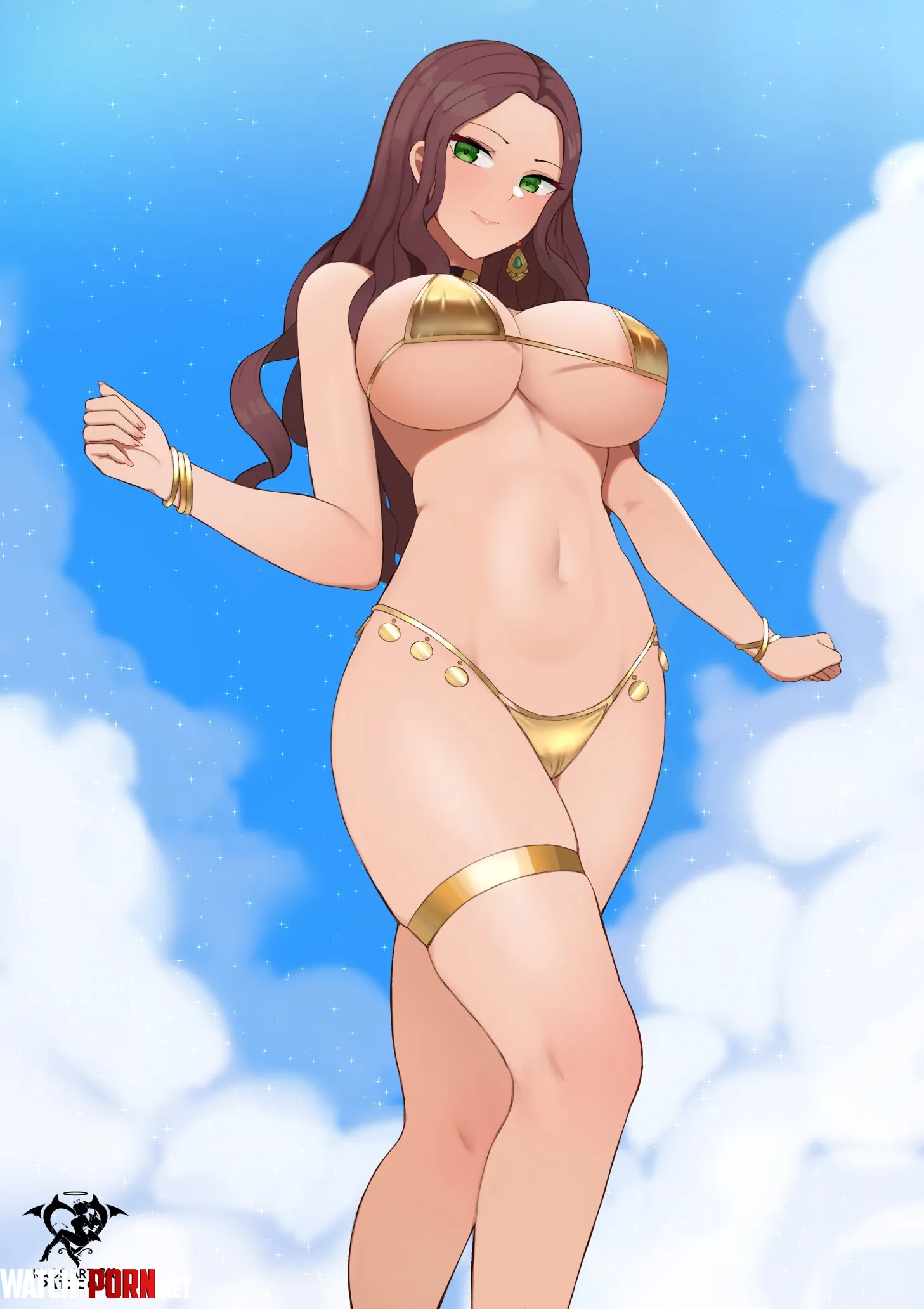 Dorothea in a tiny golden bikini by Terran117