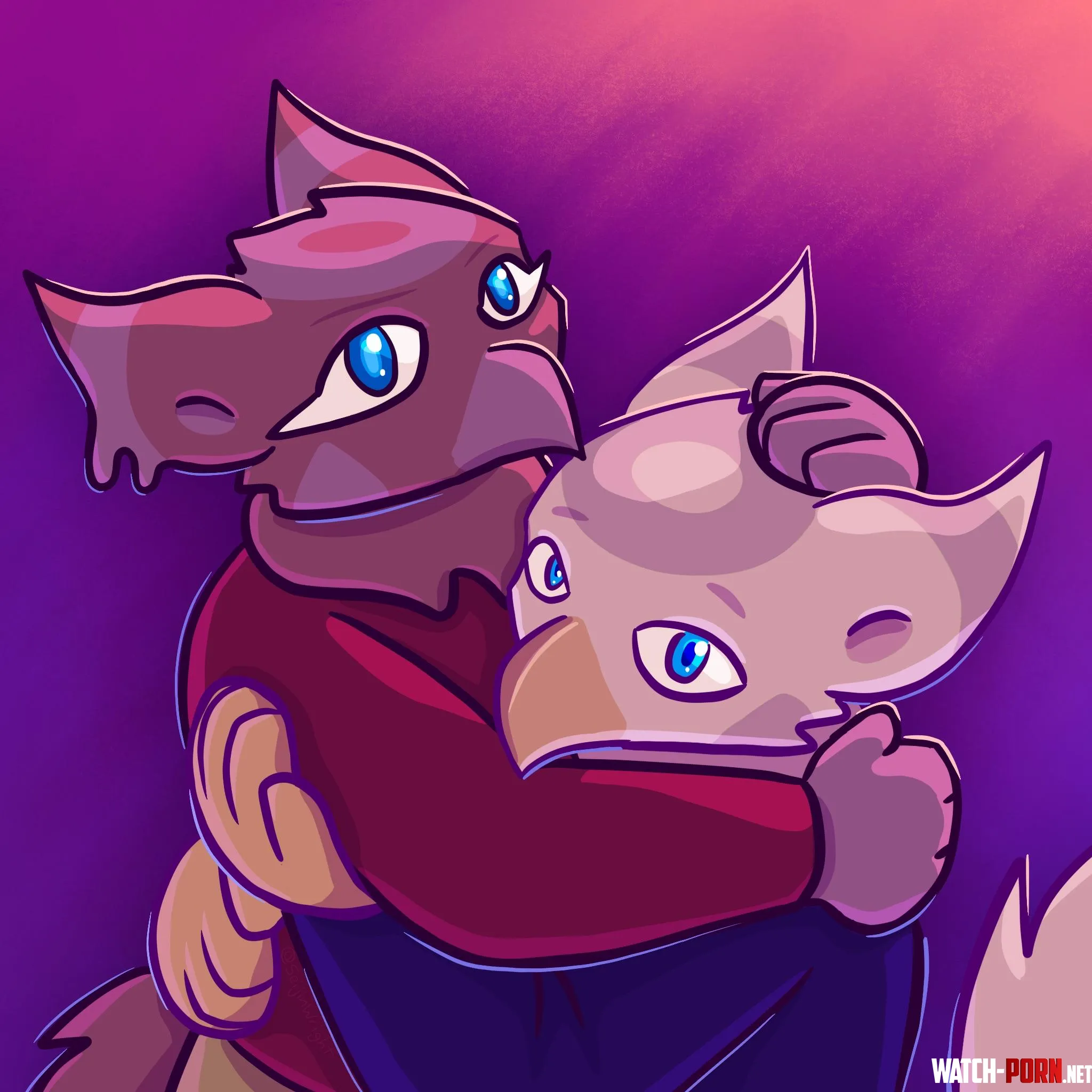 Cute embrace drawing art by me by SeijinWright
