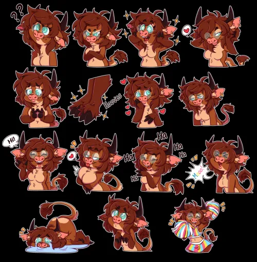 Thumbnail Custom Furry Emotes Commissioned for Haru Art by BunkooBoo | Bunkoo_Boo's Work | Furry Category