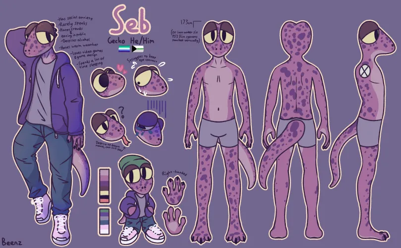 Thumbnail Seb Ref Sheet by Beenz64: Detailed Look of a Furry Character