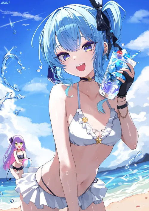 Thumbnail Suisei at the Beach Hololive: A CheetahSperm18 animemidriff Special