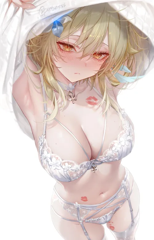 Thumbnail Witness Lumine Removing her Sweater in pottsness Genshin Impact