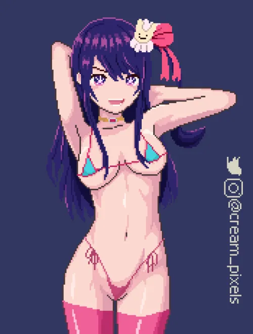 Thumbnail Ai Hoshino in Hot Pixels - CreamPixels' PixelArtNSFW Masterpiece