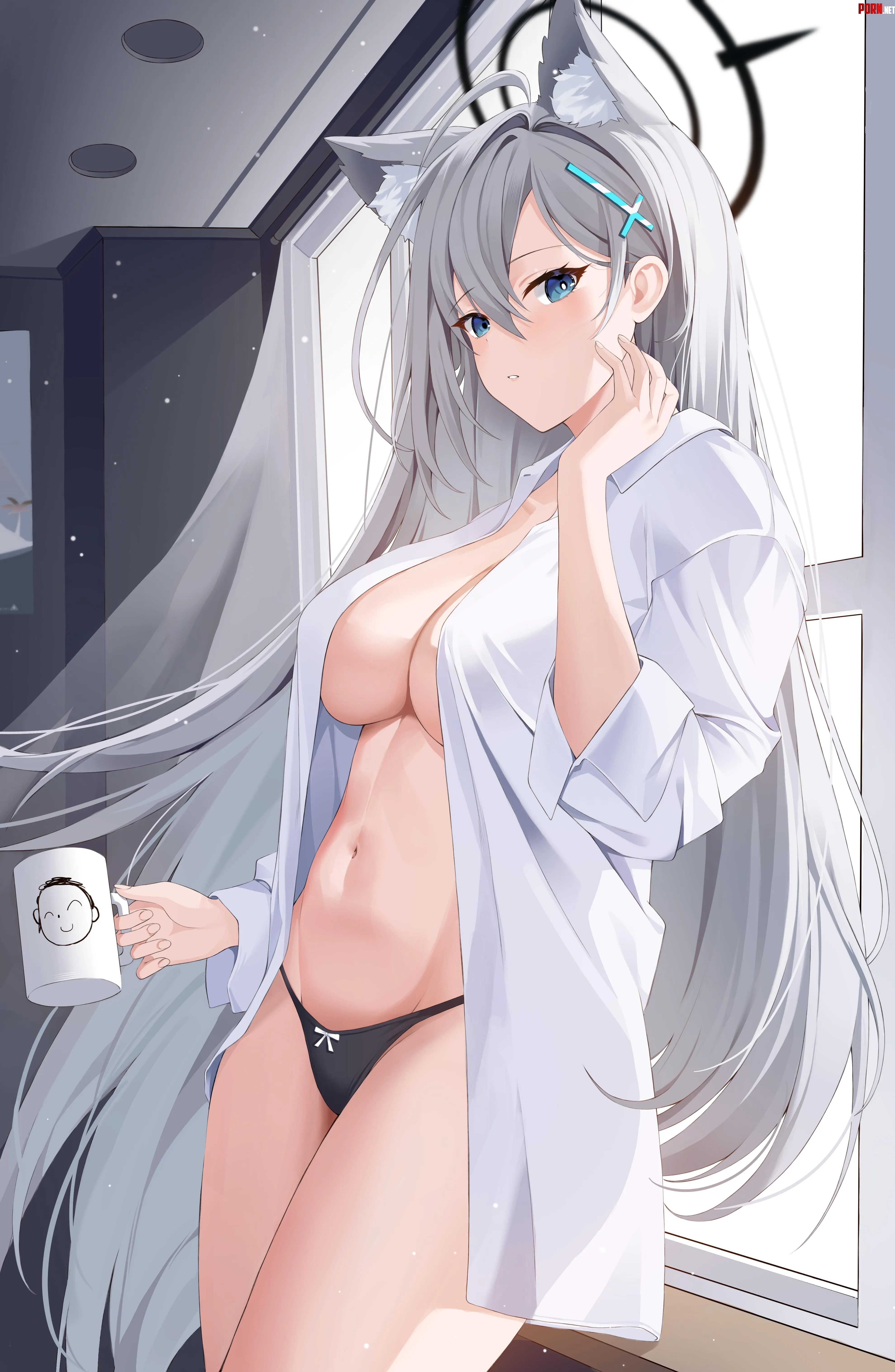 Winsome Shiroko Terror with mug Nacho Blue Archive by elegantloveglimmer