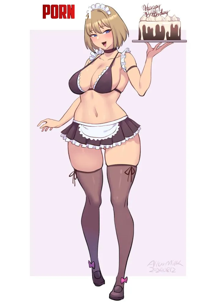 Cute Maid Wishing A Happy Birthday Original by A_MASSIVE_PERVERT