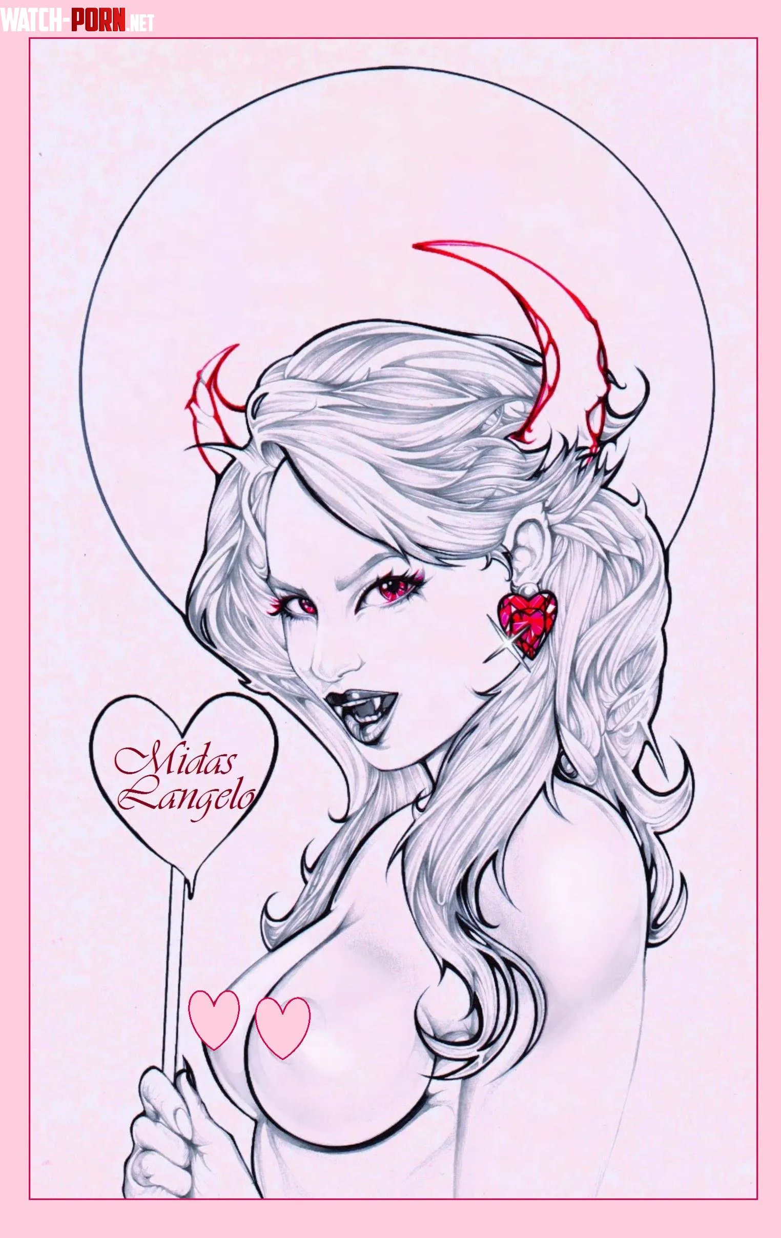 Cute Ink Drawing Succubus By Midas Langelo OC by MidasLangelo