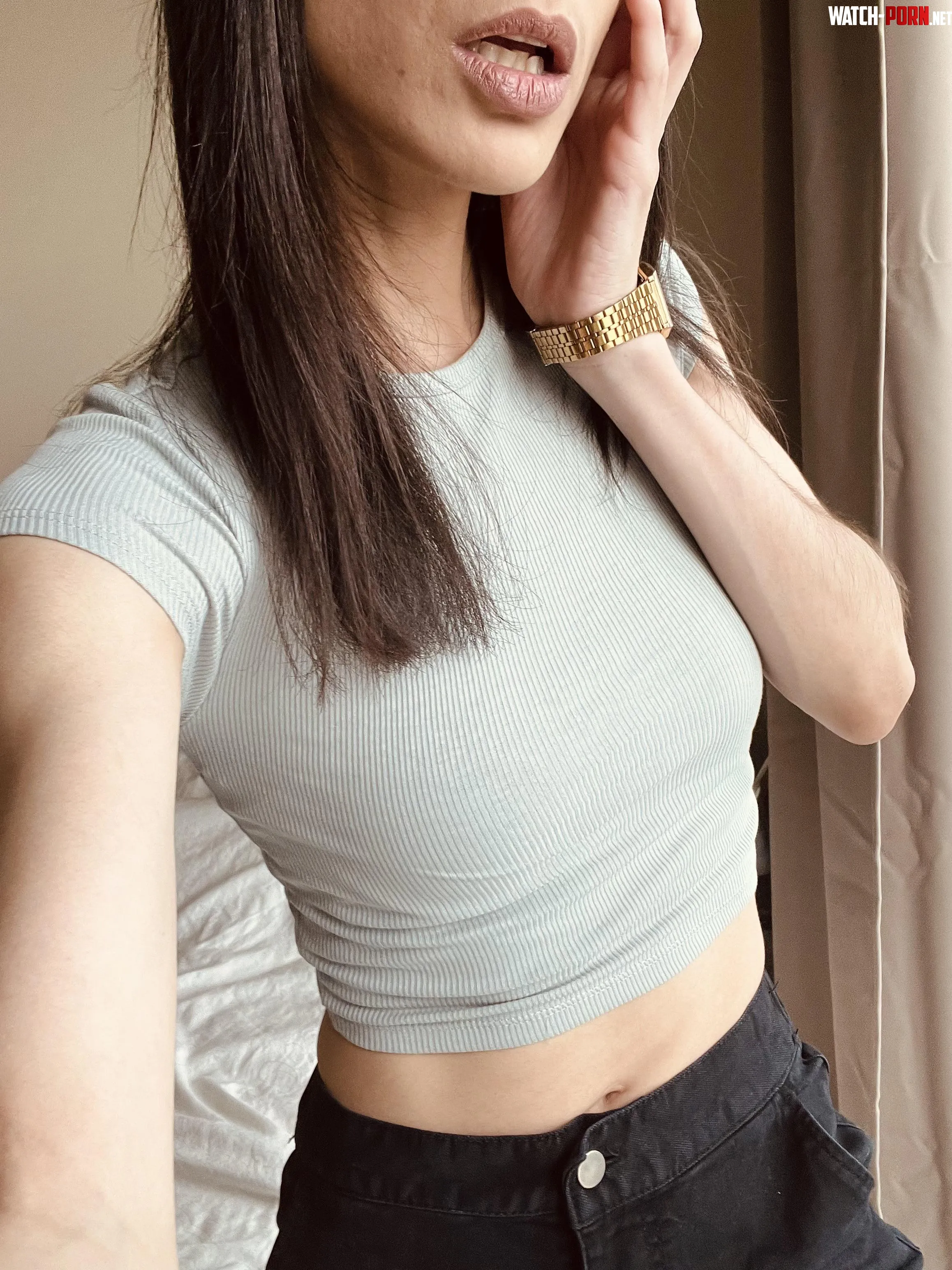 Selfie with this cute blue crop top  by Alexia_zero